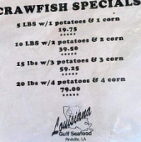 Louisiana Gulf Seafood menu