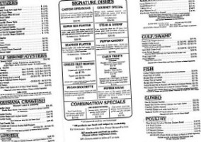 Soileau's Dinner Club menu