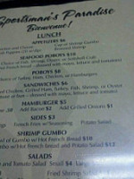 Sportsman's Paradise menu