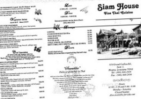 Siam House menu