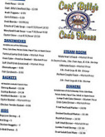 Captain Billy's Crab House menu