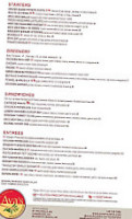 Ava's Pizzeria menu