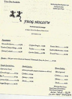 Frog Hollow Lounge menu