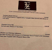 End Zone Sports Pub menu