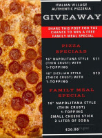 Italian Village Authentic Pizzeria menu