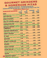 Falls Pizza Grinders menu