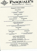 Pasquale's menu