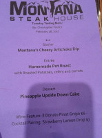 Montana Steak House menu