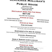 Blackjack Mulligan’s Public House menu