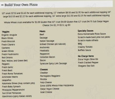 Mangieri's Pizza Cafe menu