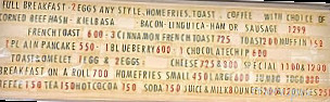 Joe's Coffee Shop menu