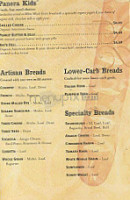 Panera Bread menu