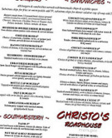 Christo's Roadhouse menu