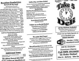 Take Five Deli Llc menu