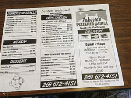 Lakeside Pizzeria menu