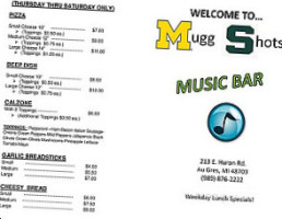 Mugg Shots Music menu