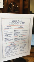 Mutari Chocolate House Factory menu