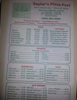 Saylor's Pizza Port menu