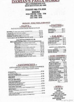 Damian's Pasta Works menu