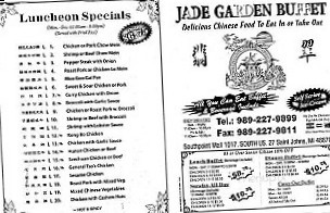Jade Garden Buffet menu