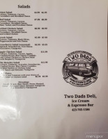 Two Dad's Downtown Deli Ice Cream Parlor menu