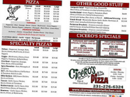Cicero's Pizza Parlor menu
