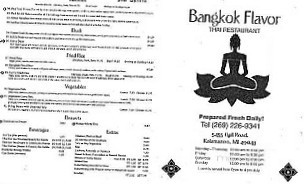 Bangkok Flavor menu