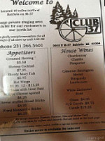 Club 37 menu