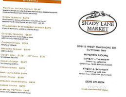 Shady Lane Market menu