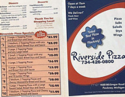 Riverside Pizza menu