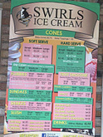 Swirls Ice Cream menu