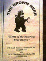 The Brown Bear menu