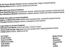 Cold Stone Creamery menu