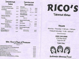 Rico's Authentic Mexican Take menu