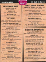Earl's Steak Sandwiches menu