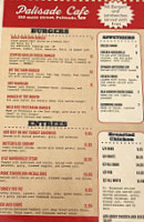 Palisade Cafe menu