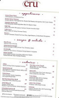 Headwater's Wine Cellar menu