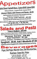 Jimmy's Pizza menu