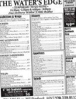 Water's Edge Bar Restaurant menu