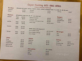 Cajun Cooking menu