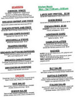 Miller House Pub Cafe menu