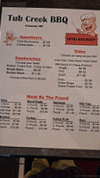 Tub Creek Bbq And Family Diner menu