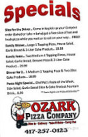 Ozark Pizza Co. menu