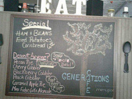 Generations Cafe menu