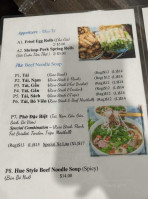 Pho Huong Xua menu