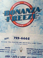 Bonanza Freeze menu