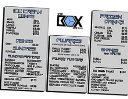The Box Drive-in menu