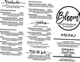 Bloom Coffeehouse Eatery menu