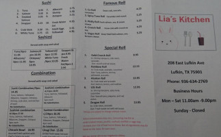 Lia's Kitchen menu