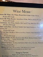 Banner Elk Winery Villa menu